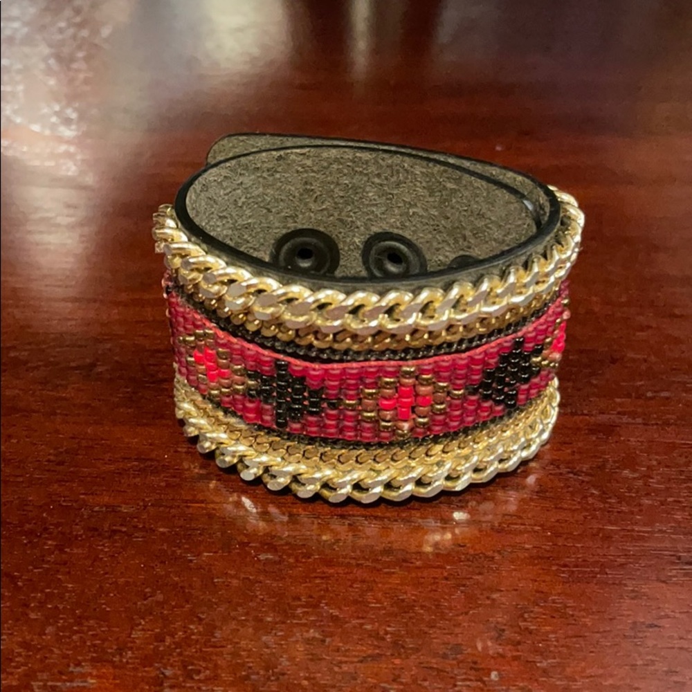 Beaded leather bracelet